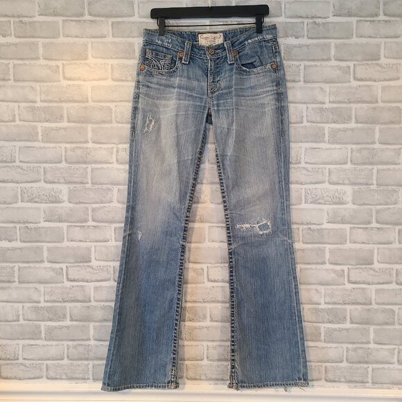 Big Star Liv Boot Cut Low Rise Jeans Womens 29R Cowboy Rodeo Western Y2K Grunge - Picture 1 of 10